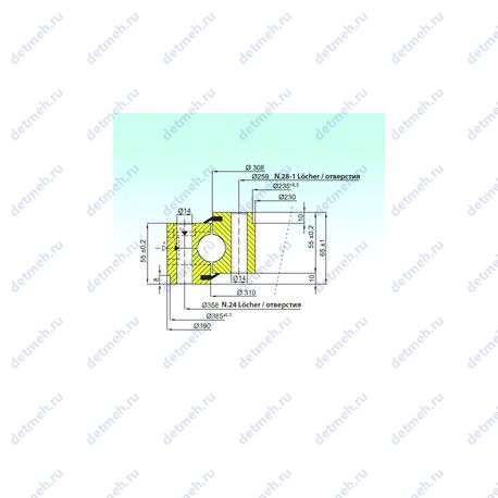 Подшипник NB1.25.0308.200-1PPN чертеж
