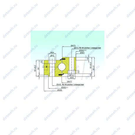 Подшипник NB1.25.0475.200-1PPN чертеж