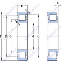 Чертеж подшипника NF 19/600 ECMB