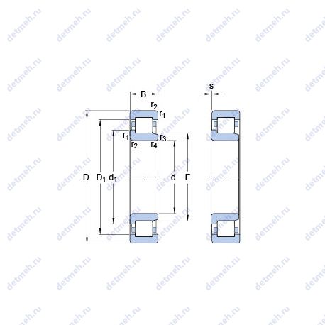 Подшипник NJ 1017 ML чертеж