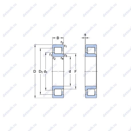 Подшипник NJ 220 ECM чертеж