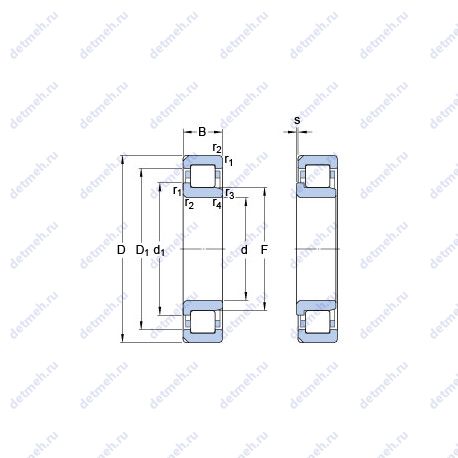 Подшипник NJ 319 ECN2ML чертеж