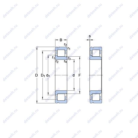 Подшипник NJ 328 ECNML чертеж