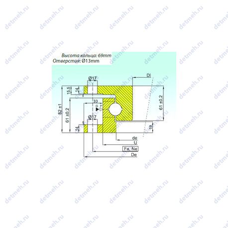 Подшипник NK.22.0400.100-1PPN чертеж