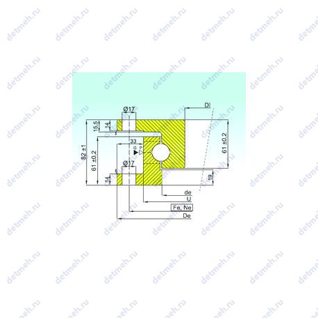 Подшипник NK.22.1100.100-1PPN чертеж