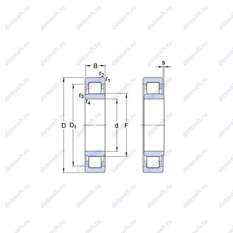 Подшипник NU 203 ECP чертеж