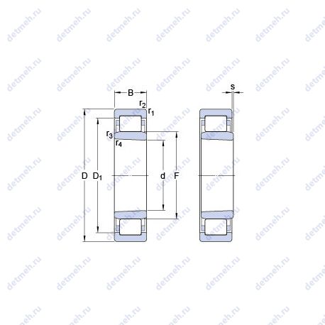 Подшипник NU 206 ECKP чертеж