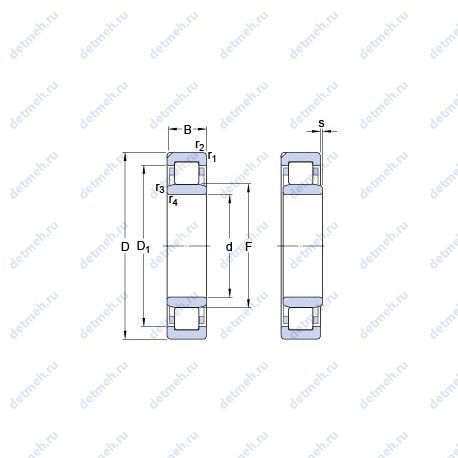 Подшипник NU 2222 ECN1ML чертеж