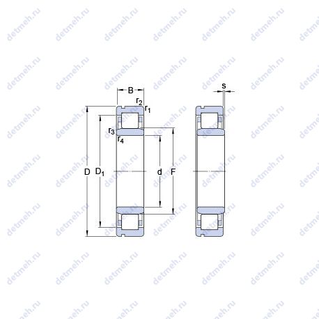 Подшипник NU 2222 ECNML чертеж