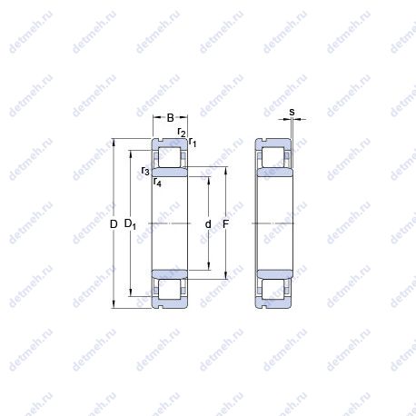 Подшипник NU 2224 ECNML чертеж