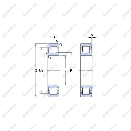 Подшипник NU 224 ECP чертеж
