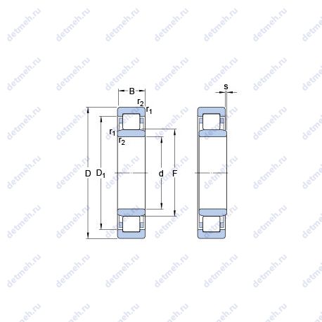 Подшипник NU 2344 ECMP чертеж