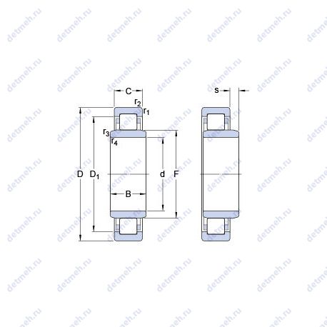 Подшипник NUB 210 ECP чертеж