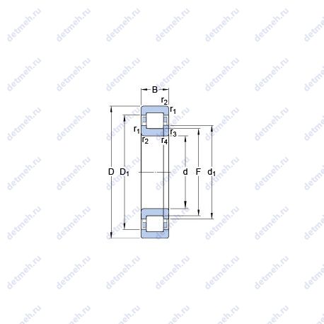 Подшипник NUP 203 ECP чертеж