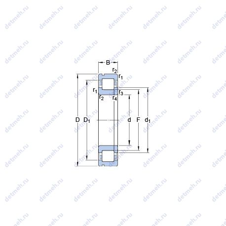 Подшипник NUP 2210 ECNP чертеж