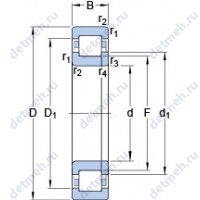 Чертеж подшипника NUP 320 ECJ