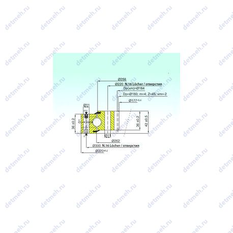 Подшипник ZB1.16.0260.400-1SPPN чертеж