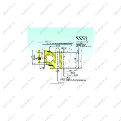 Подшипник ZB1.25.0763.202-1RPTN чертеж