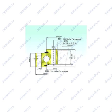 Подшипник ZB1.25.0862.200-1SPPN чертеж
