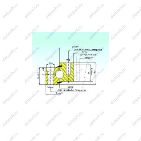 Подшипник ZB1.25.0862.201-1SPTN чертеж