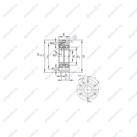 Подшипник ZKLF1255-2RS чертеж