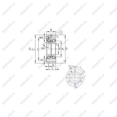 Подшипник ZKLF1255-2RS-PE чертеж