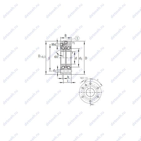 Подшипник ZKLF40115-2RS чертеж