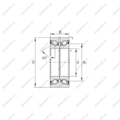 Подшипник ZKLN0624-2RS чертеж