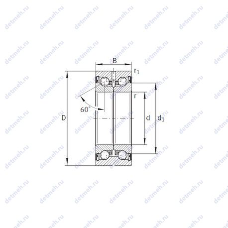 Подшипник ZKLN1034-2RS-PE чертеж