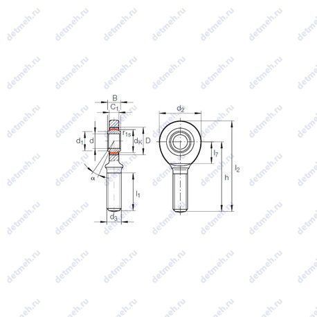Подшипник GAR 70 UK-2RS чертеж