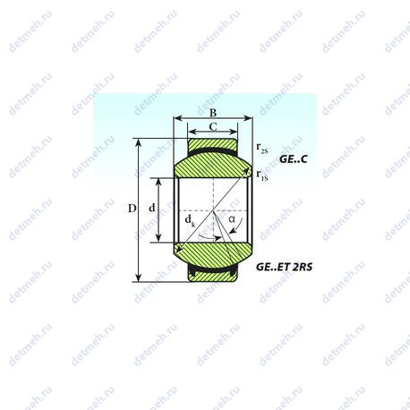 Подшипник GE100ET-2RS чертеж