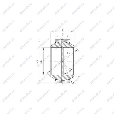 Подшипник GE100FO-2RS чертеж