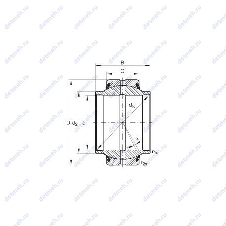 Подшипник GE45-HO-2RS чертеж