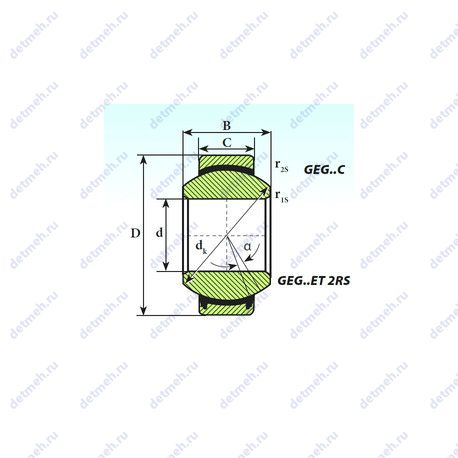 Подшипник GEG35ET-2RS чертеж