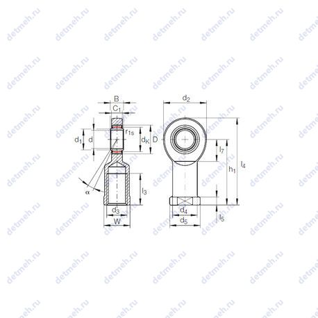 Подшипник GIR 50 UK-2RS чертеж