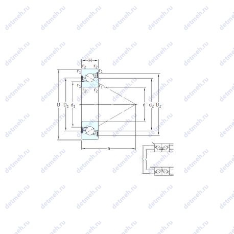 Подшипник BSD 45/100/S 7P62U чертеж