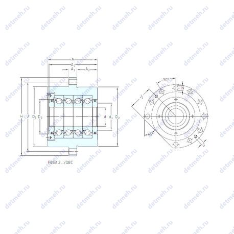 Подшипник BSQU 220 TDT чертеж