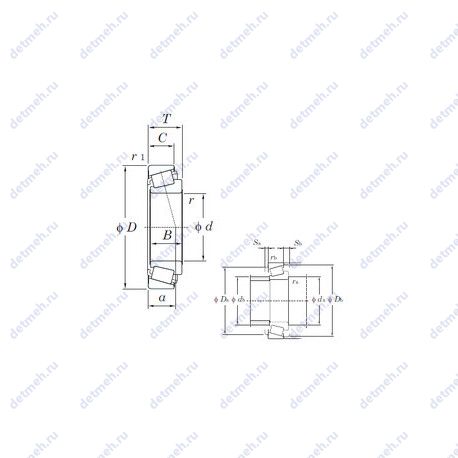 Подшипник 30209XR чертеж