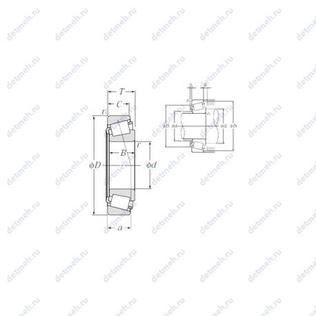 Подшипник 32020XU чертеж