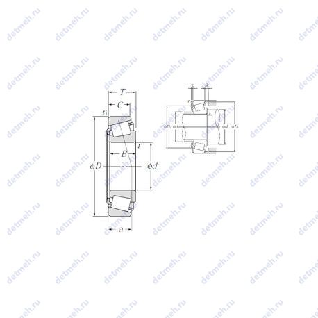 Подшипник 4T-T4CB100 чертеж