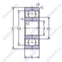 Чертеж подшипника 80 204 АЕС30