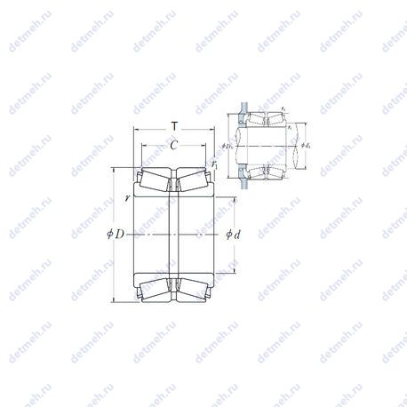 Подшипник HR100KBE52X+L чертеж