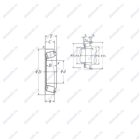 Подшипник HR32016XJ чертеж