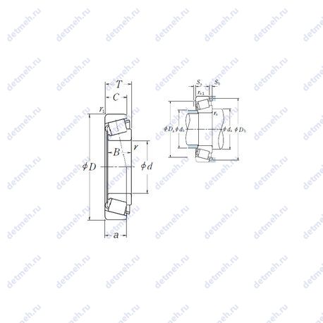 Подшипник HR33210J чертеж