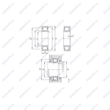 Подшипник 06NU0721VHC3 чертеж