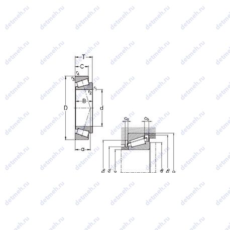 Подшипник T2ED055 чертеж