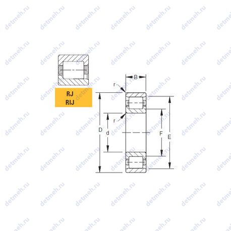 Подшипник 200RJ02 чертеж
