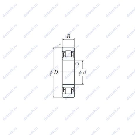 Подшипник 3NC NU1010 FY чертеж