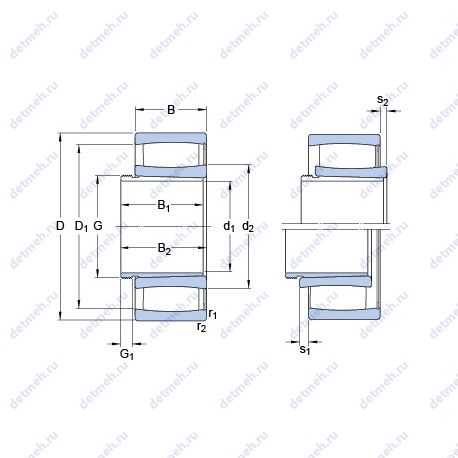 Подшипник C 4032 K30V + AH 24032 чертеж