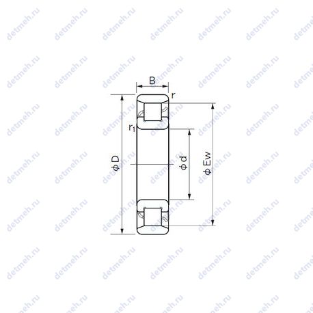 Подшипник N1021 чертеж